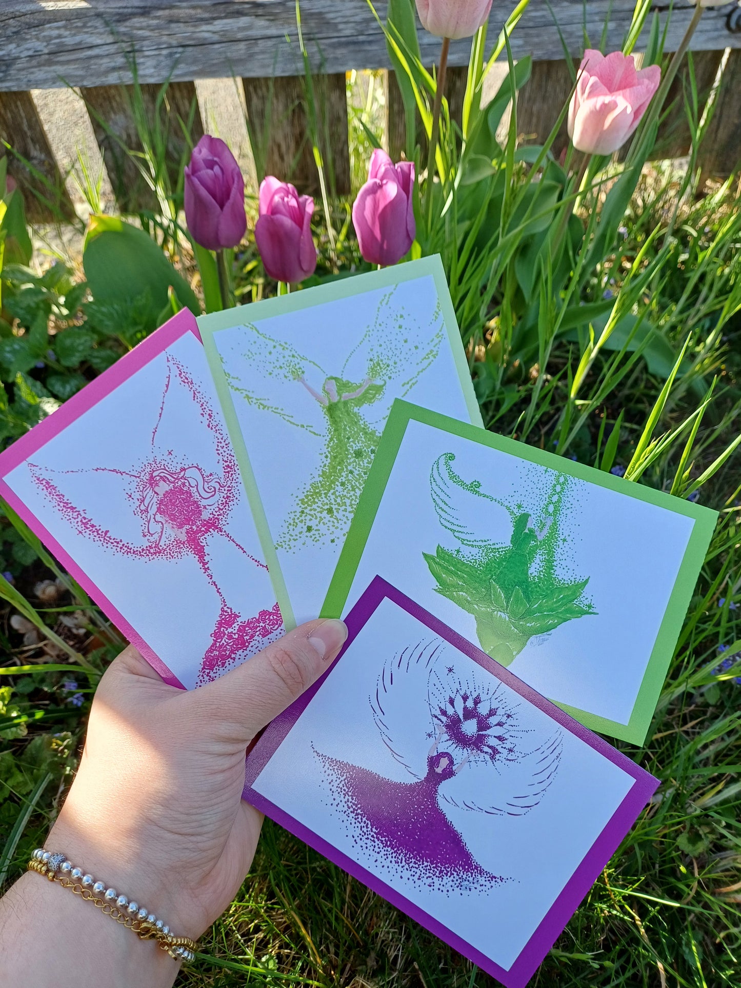 limitiertes florales Engelkarten-Set (4er Set)
