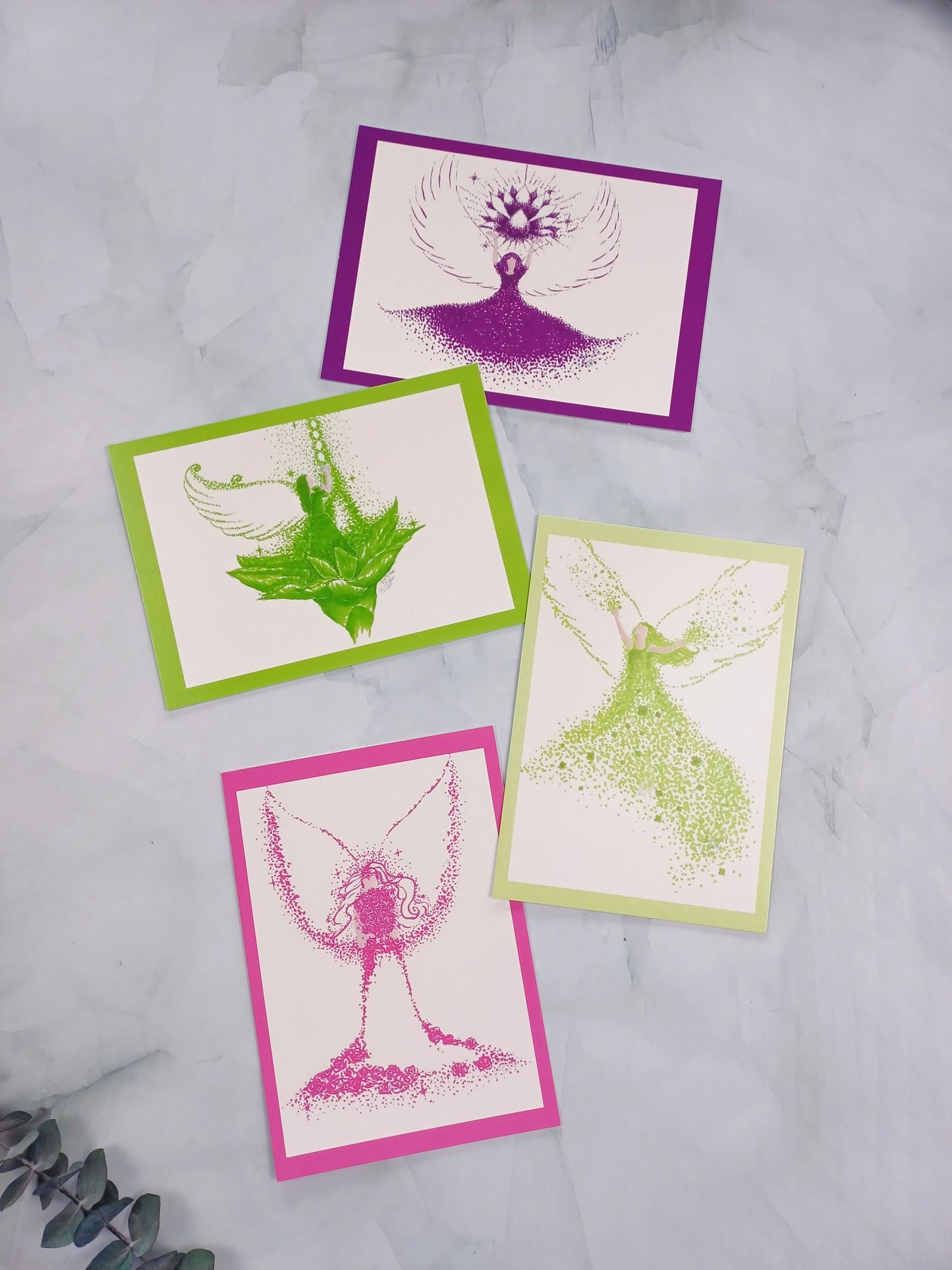 limitiertes florales Engelkarten-Set (4er Set)