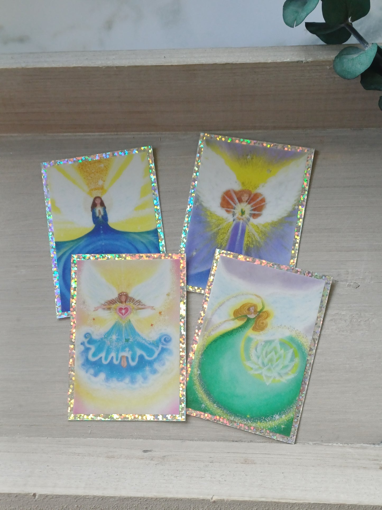 Glitzer-Sticker "Engel der neuen Zeit" (4er Set)